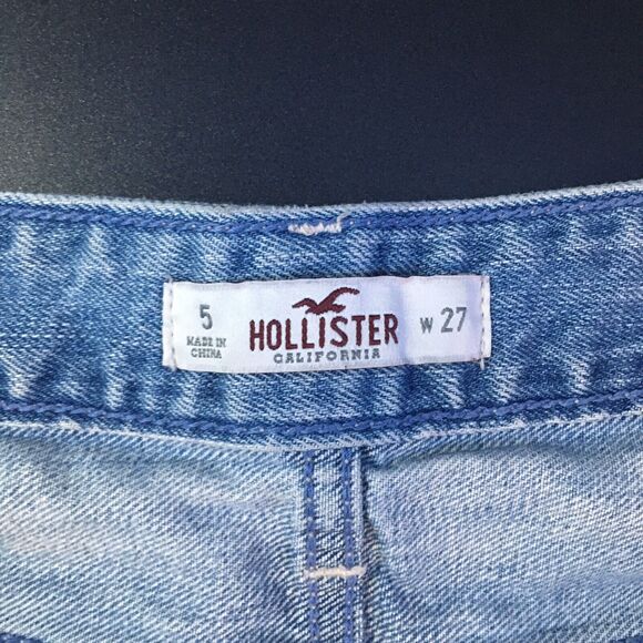 Hollister Distressed Jean Shorts Women's Size 5 W27 Mid Rise Button Fly Cuffed - Picture 5 of 10